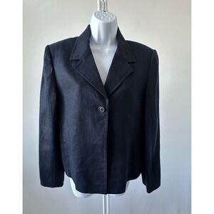Lord & Taylor Navy Blue Women's Sz 8 100% Linen Blazer